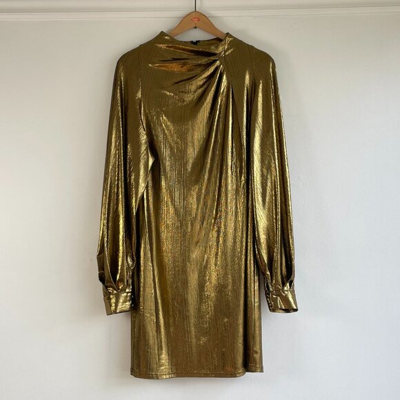 One 33 Social Gold Mini Dress Size 10 US - Picture 2 of 13